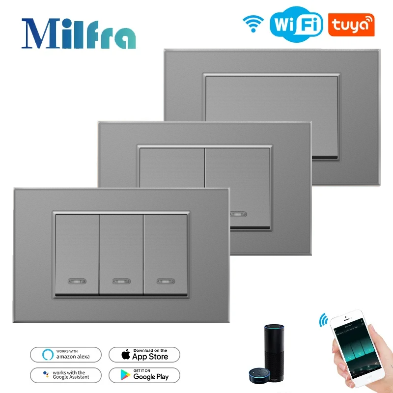 Home Automation Diy - Milfra Tuya สมาร์ท Wifi/Zigbee รีโมทคอนโทรลปิดแสงสีเทาสวิทช์สนับสนุนการควบคุมเสียง Alexa