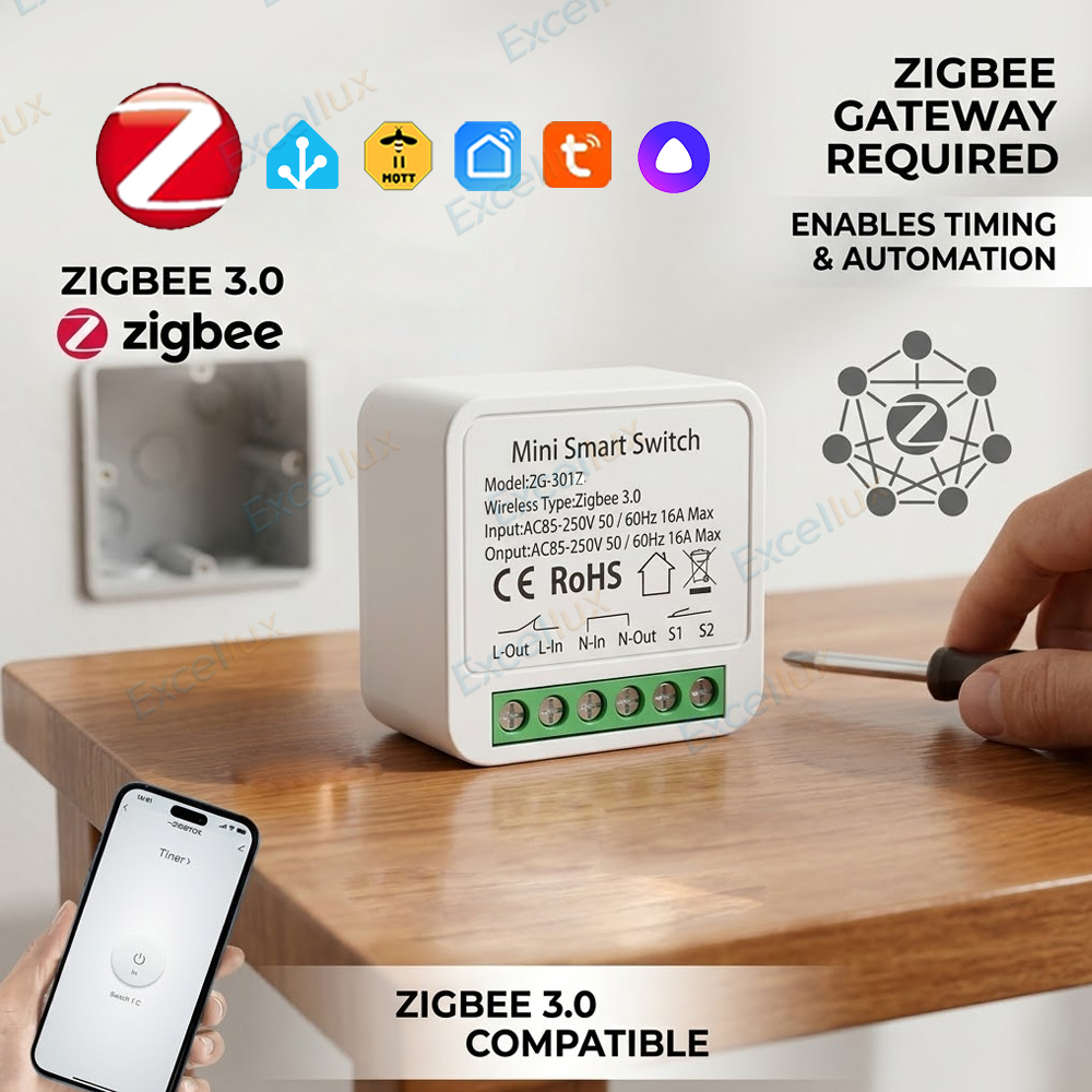 Smart Home Automation Diy - สวิตช์อัจฉริยะขนาดเล็ก 16A Zigbee 3.0 แบบ DIY