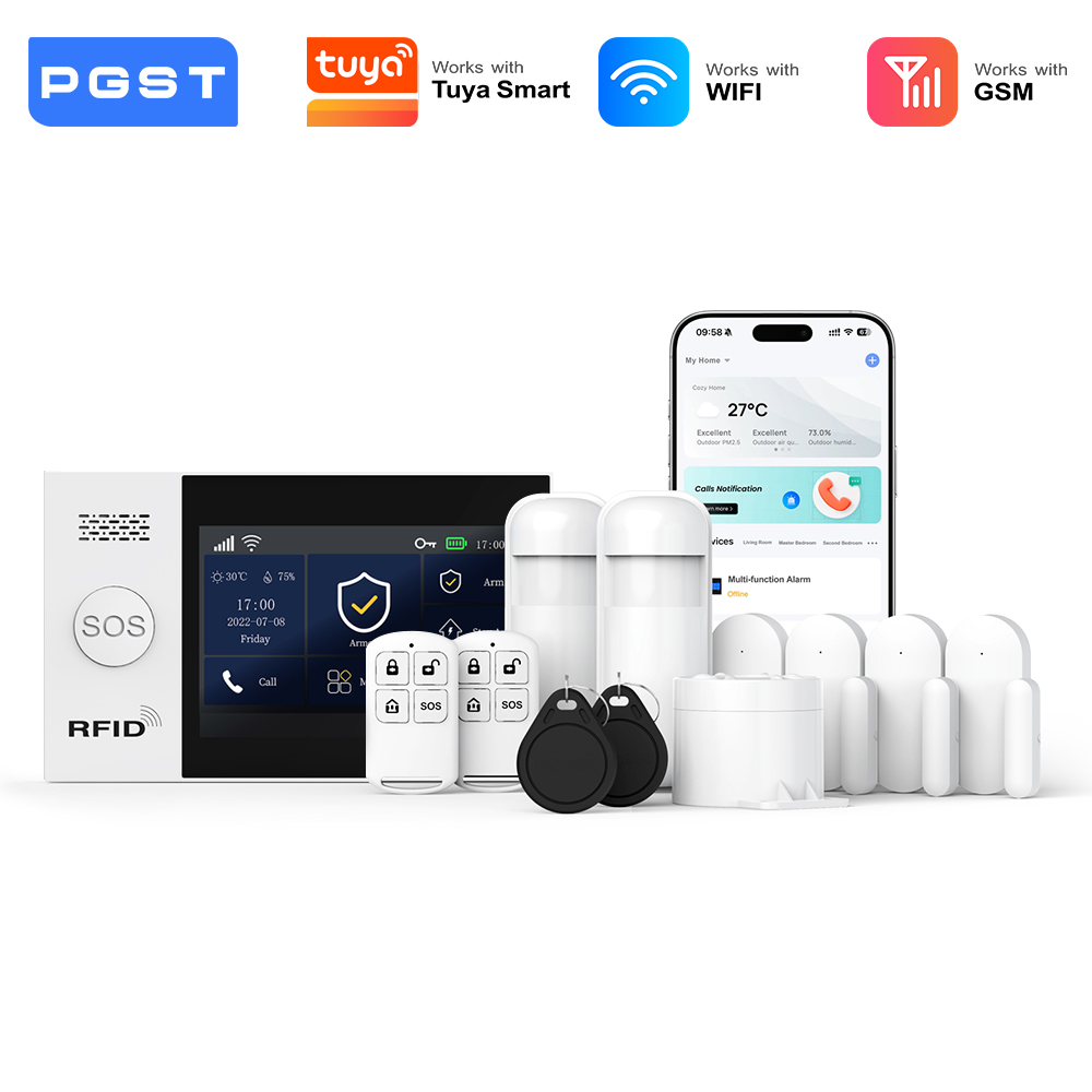Smart Home Automation Diy - PGST 2G GSM ชุดระบบเตือนภัยอินเตอร์เน็ตไร้สาย ชุดระบบรักษาความปลอดภัยภายในบ้านแบบไร้สาย ทำงานร่วมกับทูย่า