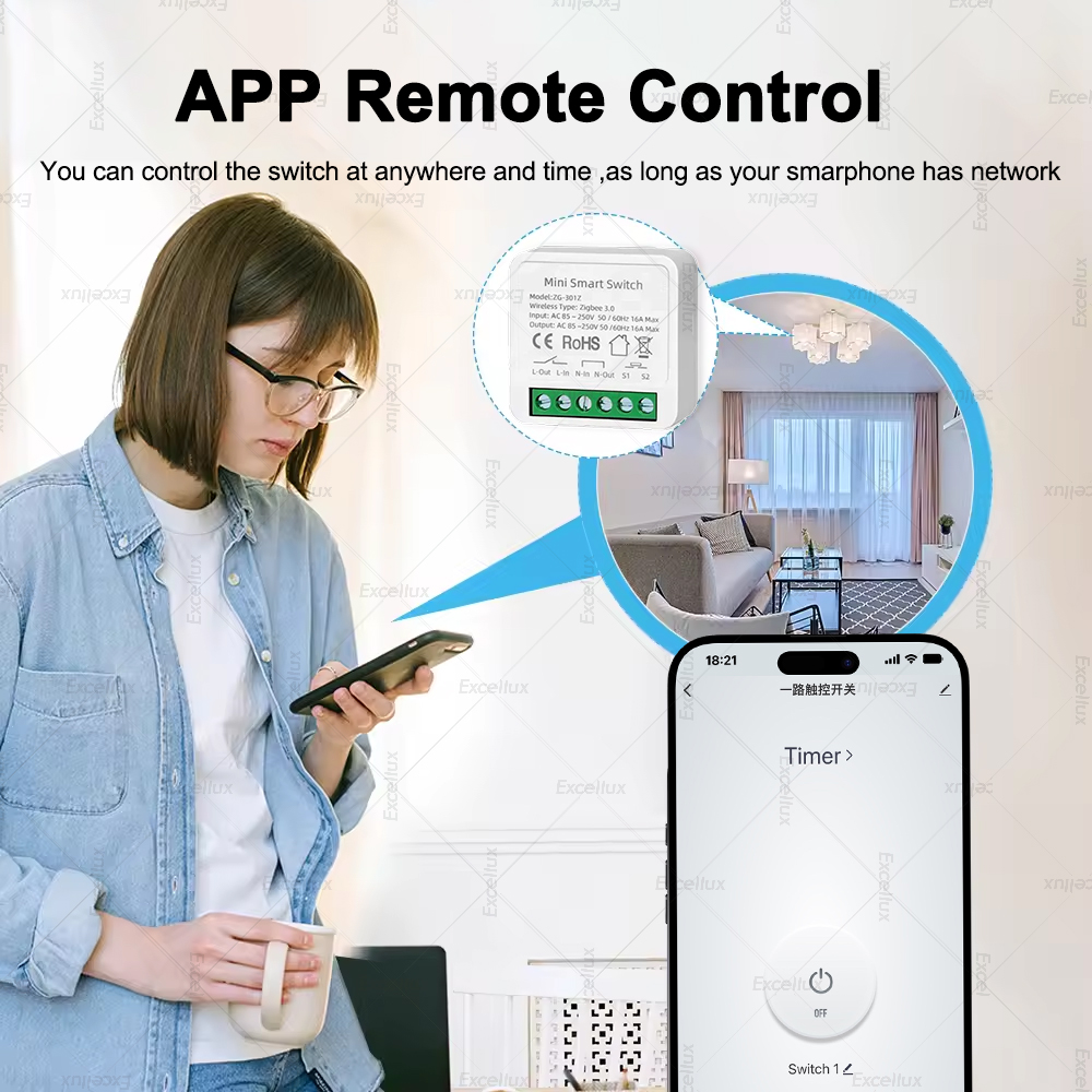 สวิตช์อัจฉริยะขนาดเล็ก 16A Zig - Smart Home Automation Diy บทวิจารณ์และราคา